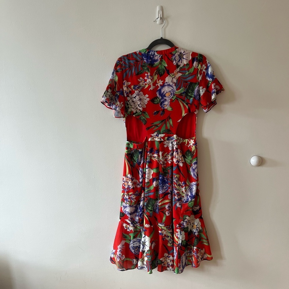 Fashion nova floral red dress midi - Picture 5 of 6